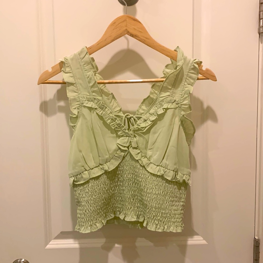 Top Shop mint green ruffle tank